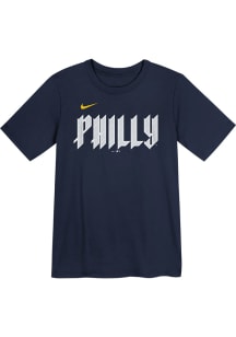 Nike Philadelphia Phillies Boys Navy Blue Wordmark City Connect Short Sleeve T-Shirt