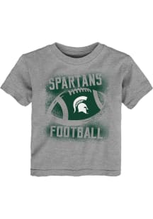 Michigan State Spartans Toddler Grey Stencil Ball - Football Short Sleeve T-Shirt