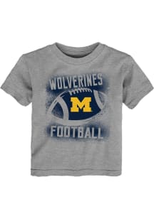 Michigan Wolverines Toddler Grey Stencil Ball - Football Short Sleeve T-Shirt