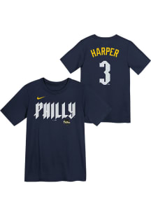 Bryce Harper  Philadelphia Phillies Boys Navy Blue Fuse City Connect Short Sleeve T-Shirt