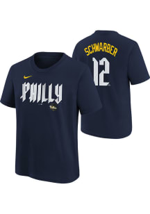Kyle Schwarber Philadelphia Phillies Youth Navy Blue Fuse City Connect Player Tee