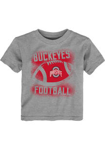 Ohio State Buckeyes Toddler Grey Stencil Ball - Football Short Sleeve T-Shirt