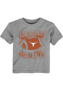 Texas Longhorns Toddler Grey Stencil Ball - Football Short Sleeve T-Shirt