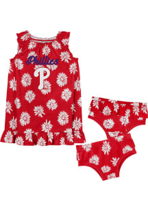 Philadelphia Phillies Baby Girls Red Hop Skip Short Sleeve Dress