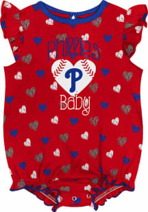 Philadelphia Phillies Baby Red Baseball Love Short Sleeve One Piece