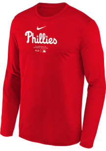 Nike Philadelphia Phillies Youth Red Practice Long Sleeve T-Shirt