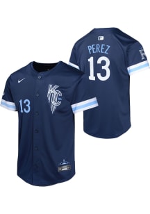 Salvador Perez  Nike Kansas City Royals Youth Navy Blue City Connect Limited Jersey