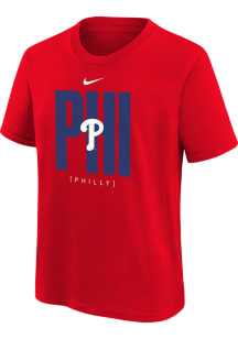 Nike Philadelphia Phillies Youth Red Team Score Board Short Sleeve T-Shirt
