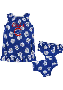 Chicago Cubs Baby Girls Blue Hop Skip Short Sleeve Dress