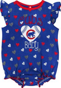 Chicago Cubs Baby Blue Baseball Love Short Sleeve One Piece