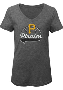 Pittsburgh Pirates Girls Grey Retroball Short Sleeve Fashion T-Shirt