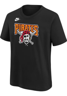 Nike Pittsburgh Pirates Youth Black Cooperstown Team Logo Short Sleeve T-Shirt