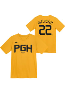 Andrew McCutchen  Pittsburgh Pirates Boys Yellow Fuse City Connect Short Sleeve T-Shirt