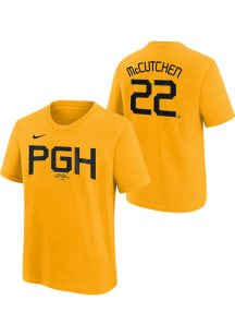 Andrew McCutchen Pittsburgh Pirates Youth Yellow Fuse City Connect Player Tee