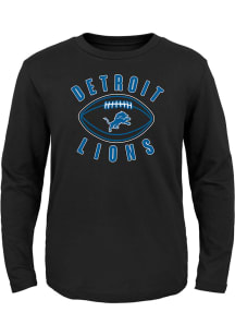 Detroit Lions Boys Black Little Kicker Long Sleeve T-Shirt