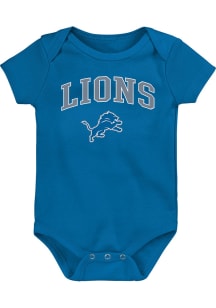 Detroit Lions Baby Blue Arched Logo Short Sleeve One Piece