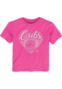 Chicago Cubs Toddler Girls Pink Summer Love Short Sleeve T-Shirt