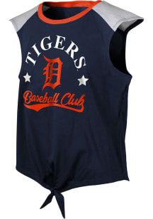 Detroit Tigers Girls Navy Blue Base Run Short Sleeve Tank Top