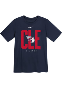 Nike Cleveland Guardians Boys Navy Blue Team Score Board Short Sleeve T-Shirt
