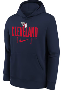 Nike Cleveland Guardians Youth Navy Blue Club Fleece Slack Long Sleeve Hoodie