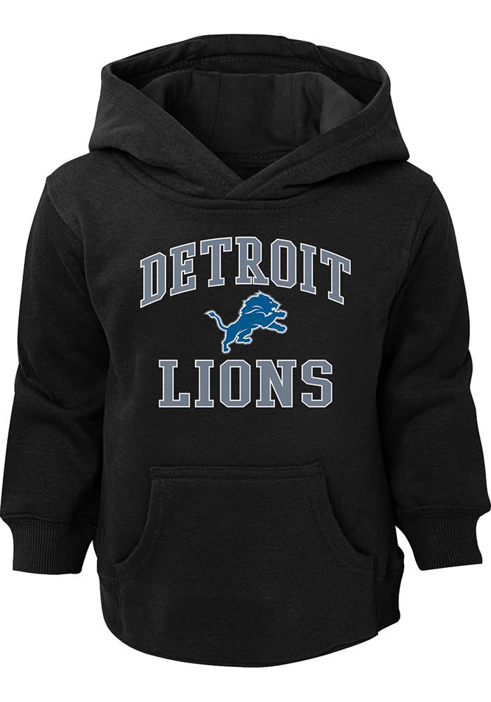 Detroit Lions Toddler Black #1 Design Long Sleeve Hoodie