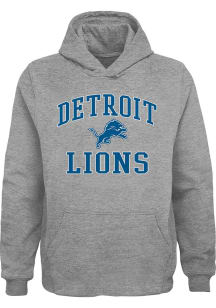 Detroit Lions Boys Grey #1 Design Long Sleeve Hooded Sweatshirt