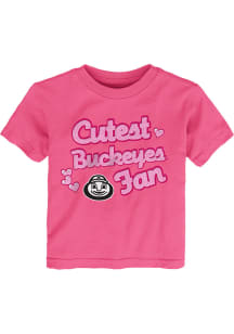 Ohio State Buckeyes Toddler Girls Pink Cutest Fan Heart Short Sleeve T-Shirt