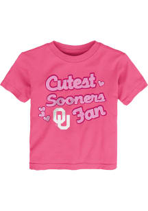 Oklahoma Sooners Toddler Girls Pink Cutest Fan Heart Short Sleeve T-Shirt