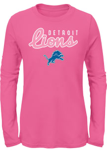 Detroit Lions Girls Pink Big Game Long Sleeve T-shirt