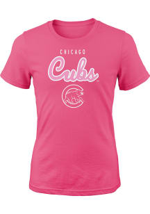 Chicago Cubs Girls Pink Big Game Short Sleeve Tee