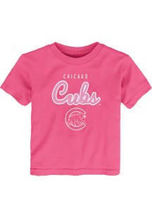 Chicago Cubs Toddler Girls Pink Big Game Short Sleeve T-Shirt