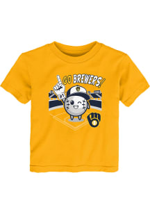 Milwaukee Brewers Toddler Yellow Ball Boy Short Sleeve T-Shirt
