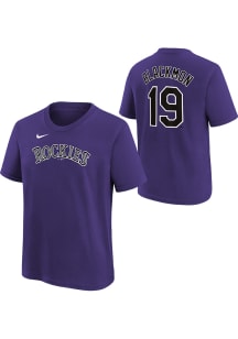 Charlie Blackmon  Colorado Rockies Boys Purple Name and Number Short Sleeve T-Shirt
