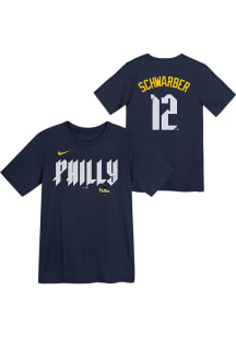 Kyle Schwarber  Philadelphia Phillies Boys Navy Blue Nike Fuse City Connect Short Sleeve T-Shirt
