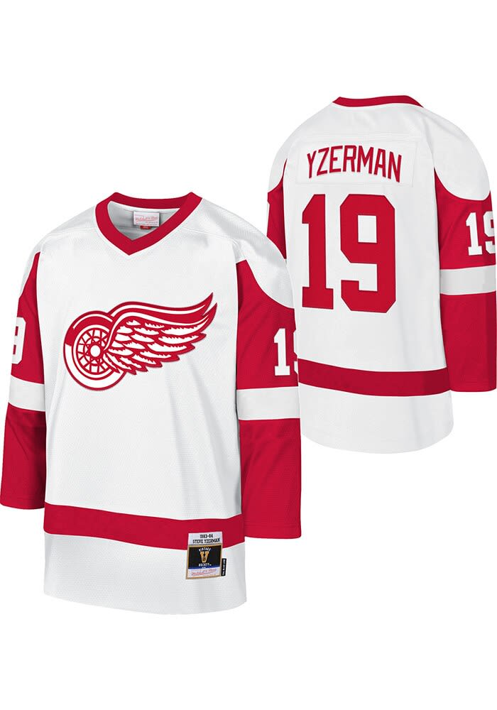 Detroit Red Wings Steve Yzerman Youth White Blue Line Retired