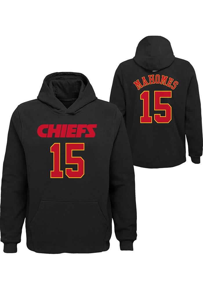 Patrick Mahomes Outer Stuff Kansas City Chiefs Youth Name and Number Long Sleeve Player Hoodie BLACK