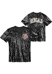Cincinnati Bengals Womens Sequin Fashion Football Jersey - Black