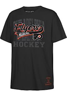 Mitchell and Ness Philadelphia Flyers Boys Black Retro Sweeper Short Sleeve T-Shirt