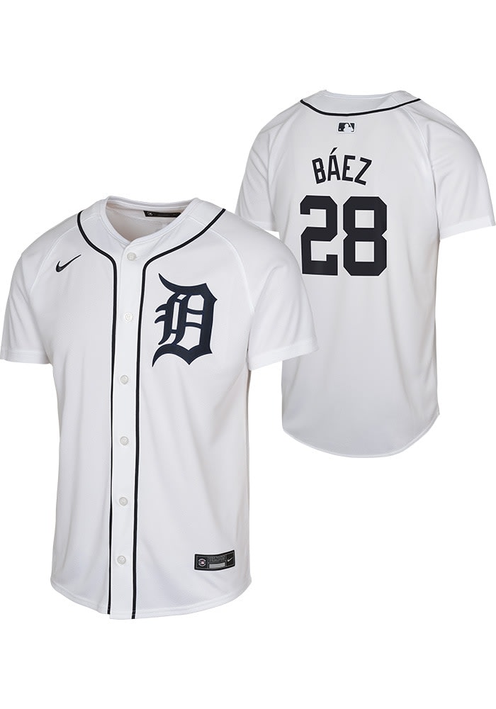 Detroit Tigers Javier Baez Youth White Home Limited Baseball