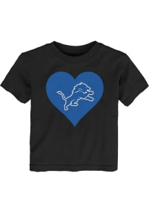 Detroit Lions Toddler Girls Black Heart Short Sleeve T-Shirt
