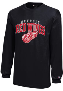 Champion Detroit Red Wings Youth Black Arched Logo Long Sleeve T-Shirt
