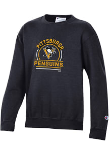 Champion Pittsburgh Penguins Youth Black Hockey Puck Long Sleeve Crew Sweatshirt