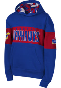 Kansas Jayhawks Youth Blue Red Zone Long Sleeve Hoodie