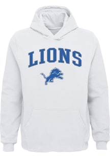 Detroit Lions Youth White Arched Logo Long Sleeve Hoodie
