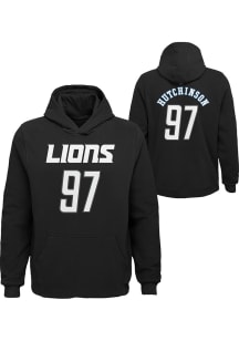 Aidan Hutchinson Outer Stuff Detroit Lions Youth Name and Number Long Sleeve Player Hoodie Black