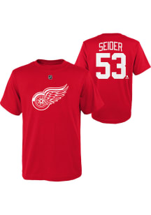 Moritz Seider Detroit Red Wings Youth Red Flat NN Player Tee