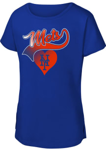 New York Mets Girls Blue Luv 4 Team Short Sleeve Tee