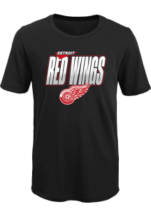 Detroit Red Wings Youth Black Frosty Center Short Sleeve T-Shirt