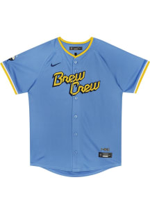 Nike Milwaukee Boys Light Blue City Connect Limited Blank Baseball Jersey