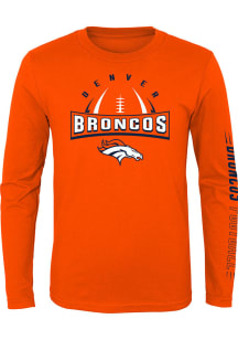 Denver Broncos Youth Orange Red Zone Long Sleeve T-Shirt